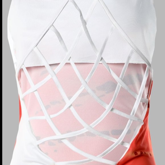 #6. Dress Tie Dye Print Fishnet Backless Bodycon Dress XL - Picture 8 of 8